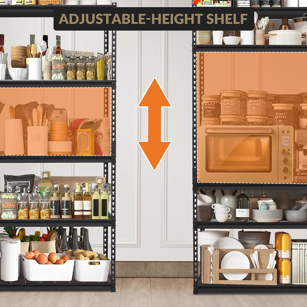 Heavy Duty 5-Tier Metal Storage Shelves - Adjustable Garage Shelving
