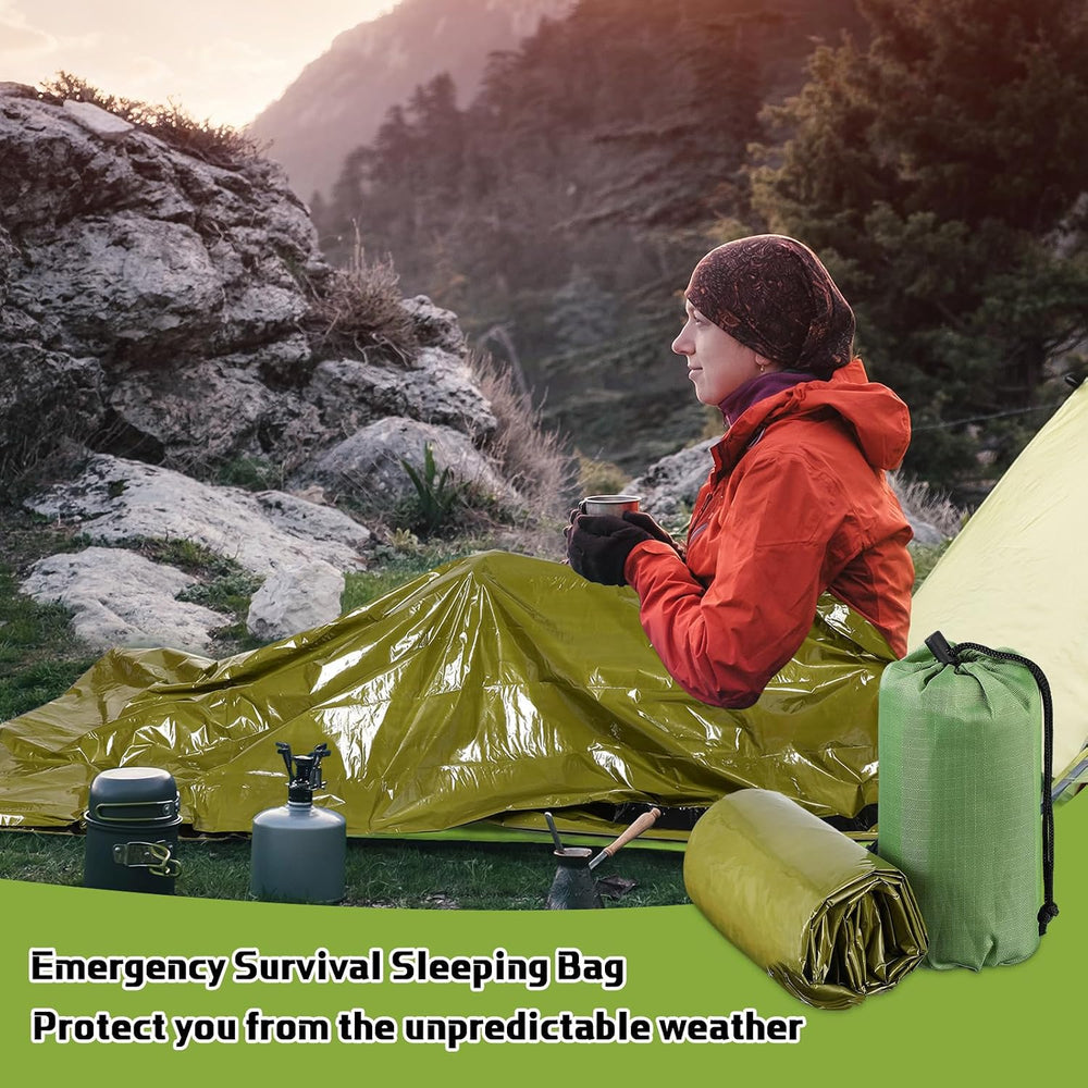 Mixweer 12 Pcs Emergency Sleeping Bag Portable Survival Thermal Bivy Sack Lig...