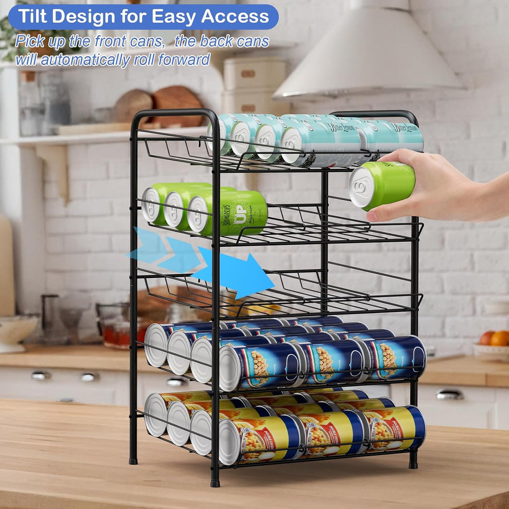 Vrisa Can Organizer for Pantry Canned Goods Holder for Kitchen, Black