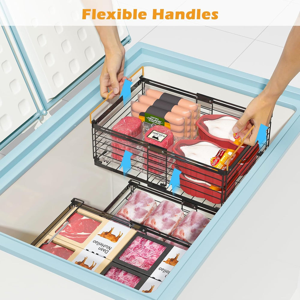 NADAMOO Expandable Chest Freezer Organizer, Stackable Wire Baskets