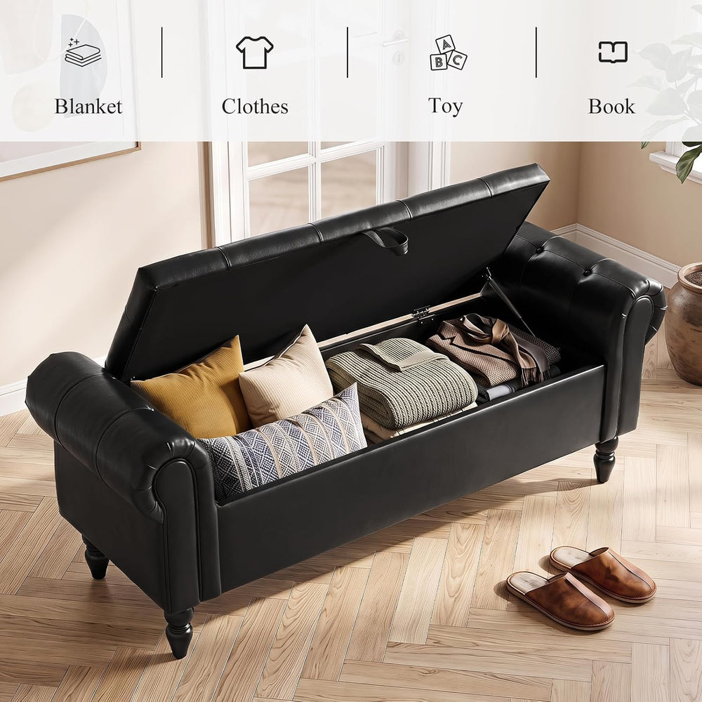 Furniliving 55” End of Bed Bench, Bedroom Bench with Button-Tufted, Large Uph...