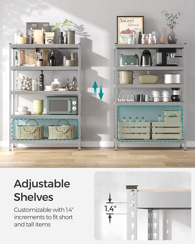 SONGMICS 5-Tier Storage Shelves, Load 2310 lb, Boltless Assembly, Adjustable ...