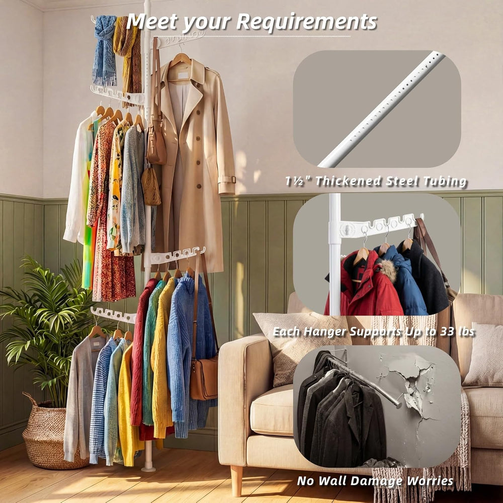 Indoor Super Space-Saving Clothing Drying Rack for Apartment Small Room, 5 Ti...