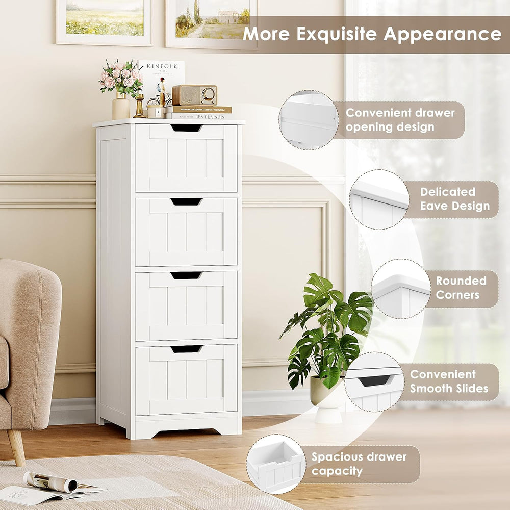 FOTOSOK Bathroom Storage Cabinet with 4 Drawers, Small Bathroom Cabinet