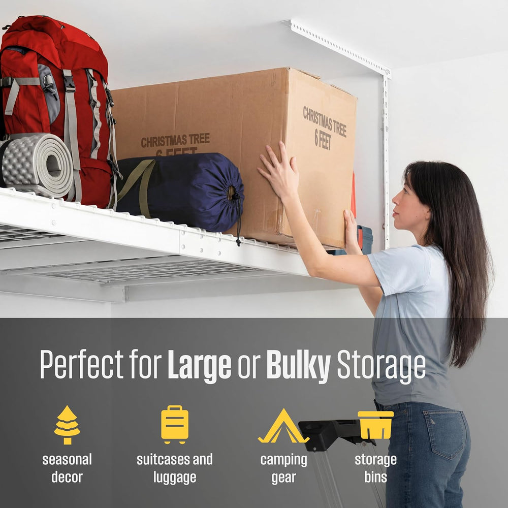 SafeRacks 4x8 Overhead Garage Storage Rack, 5-pc Hook Pack, 24"-45"...