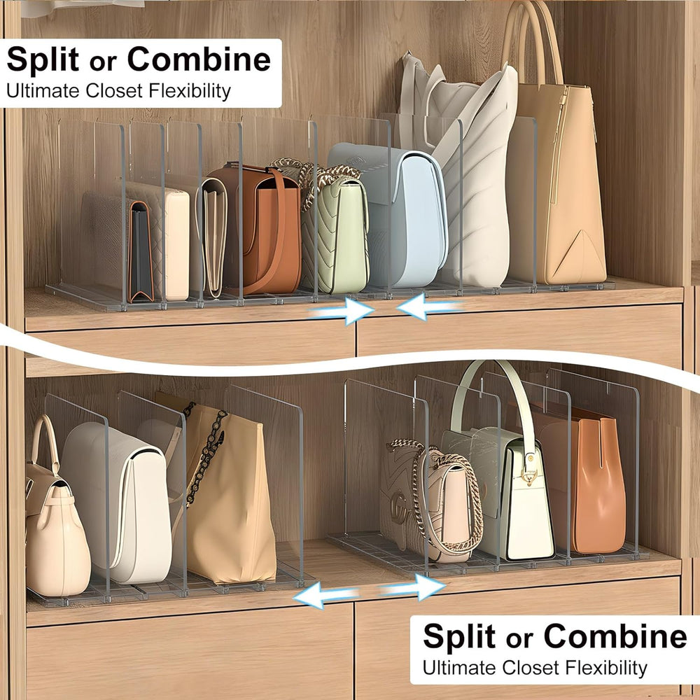 SortNStore Bag & Purse Organizer for Closet: Adjustable Clear Dividers