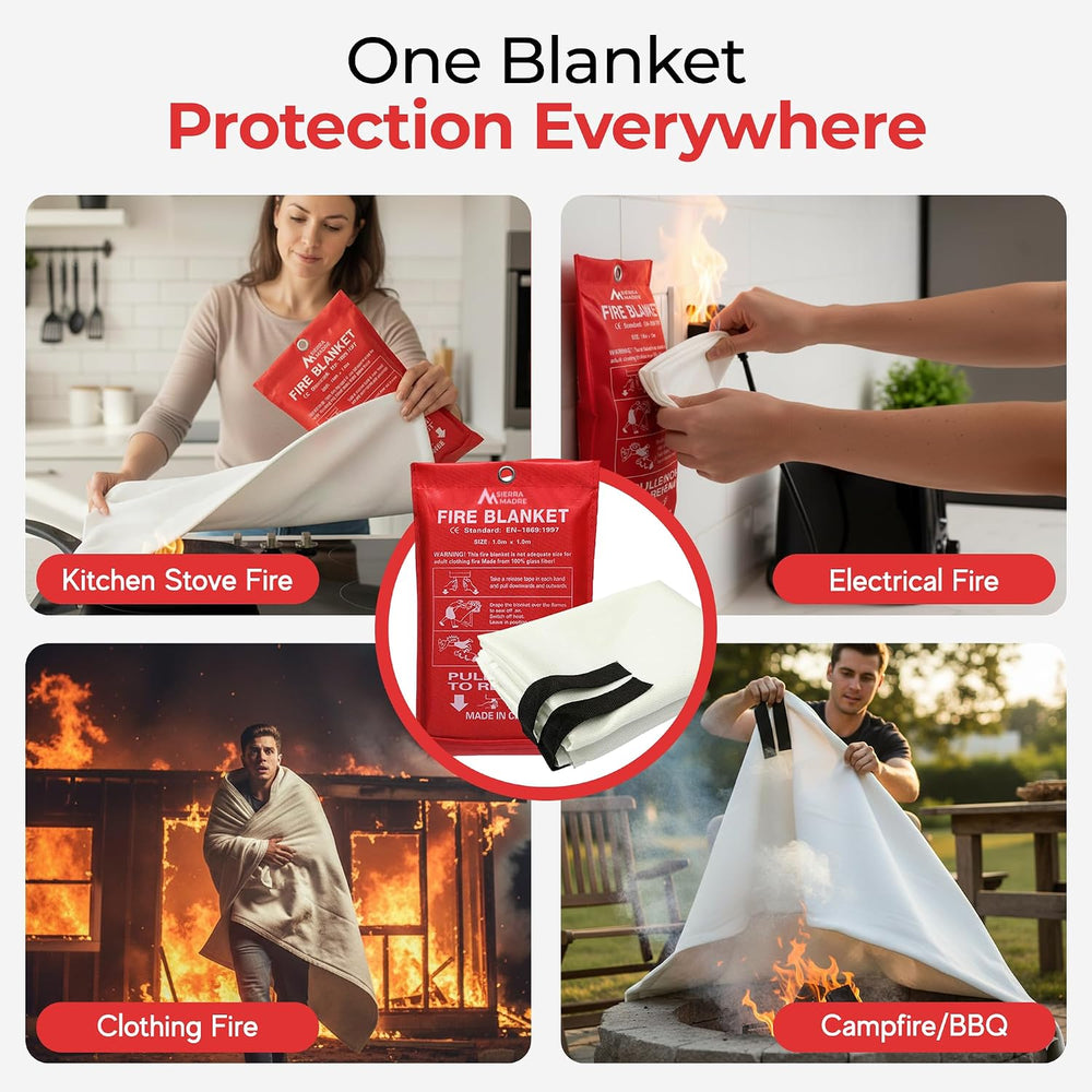 Sierra Madre Emergency Fire Blanket for Home and Kitchen, Pack 2