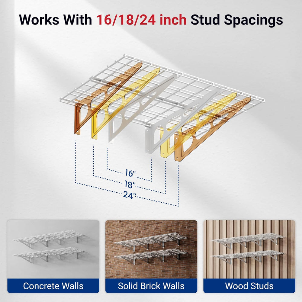FLEXIMOUNTS 2-Pack 2x6ft Garage Shelving 24-inch-by-72-inch Heavy Duty Wall M...