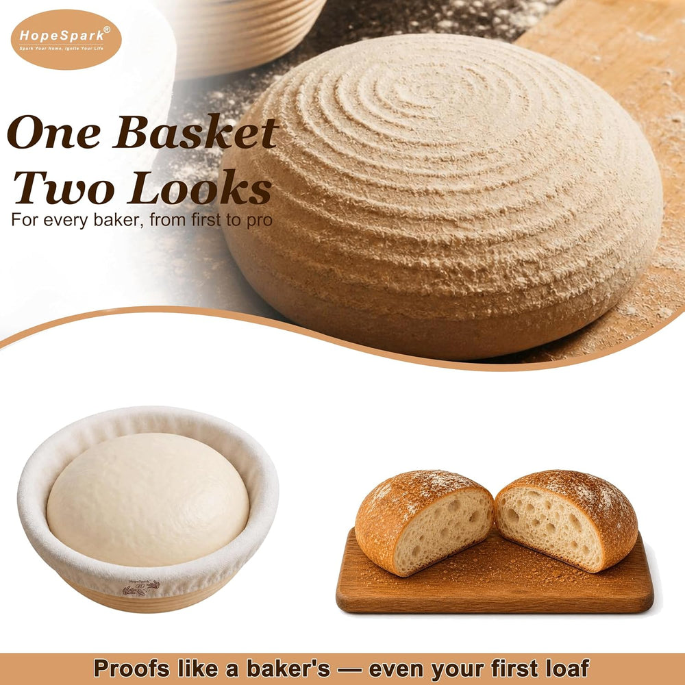 Sourdough Bread Proofing Basket Kit, 9" Round and 10" Oval Banneton...