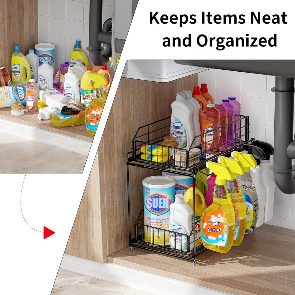Under Sink Organizers and Storage 2 Pack, 2-Tier Pull Out