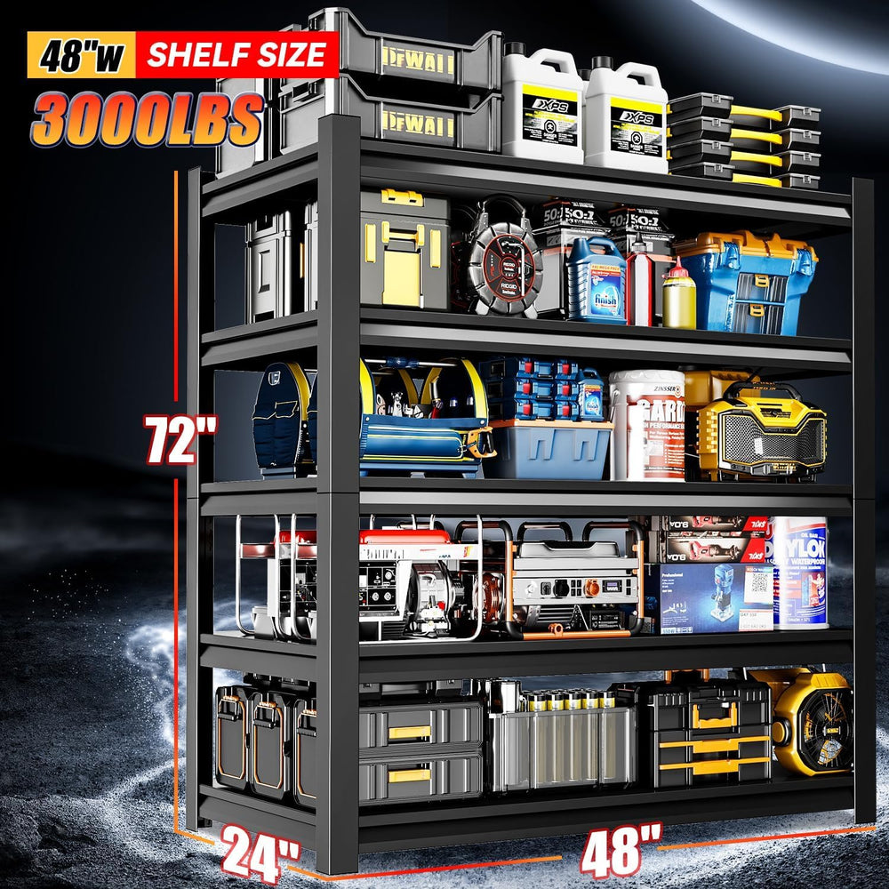 Set of 4 Garage Shelving,5-Tier Heavy Duty Shelving Unit,3000LBS Adjustable M...