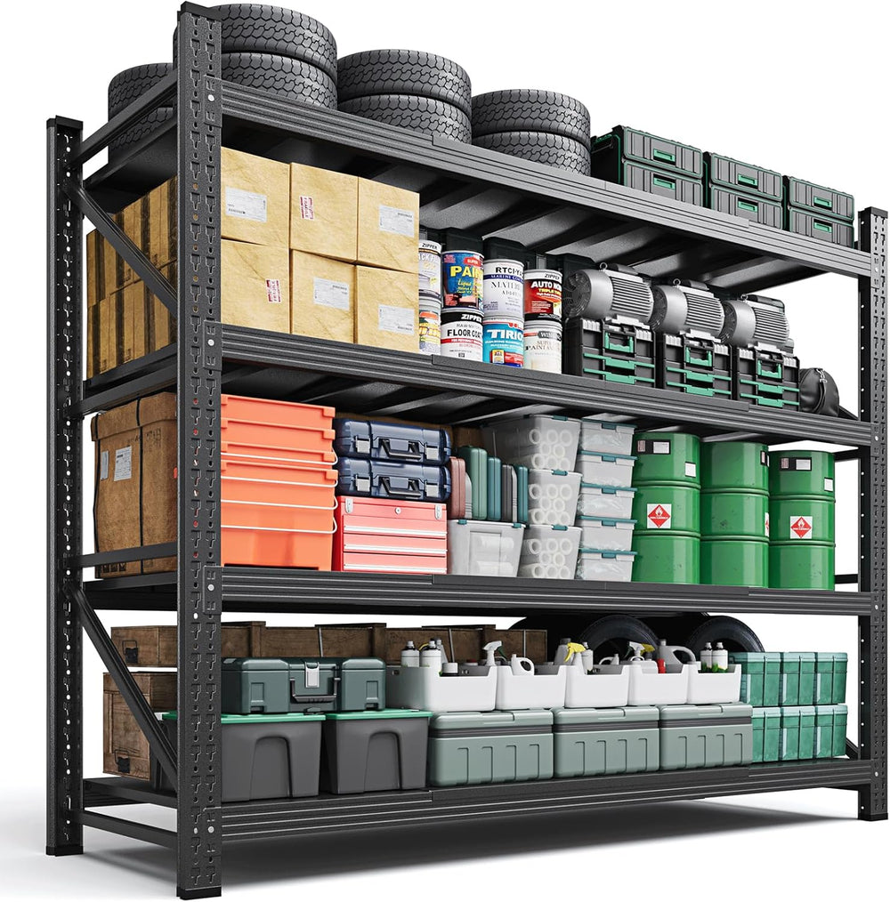 Letaya 71.3" W Metal Storage Shelves,5000LBS Heavy Duty Garage Shelving ...