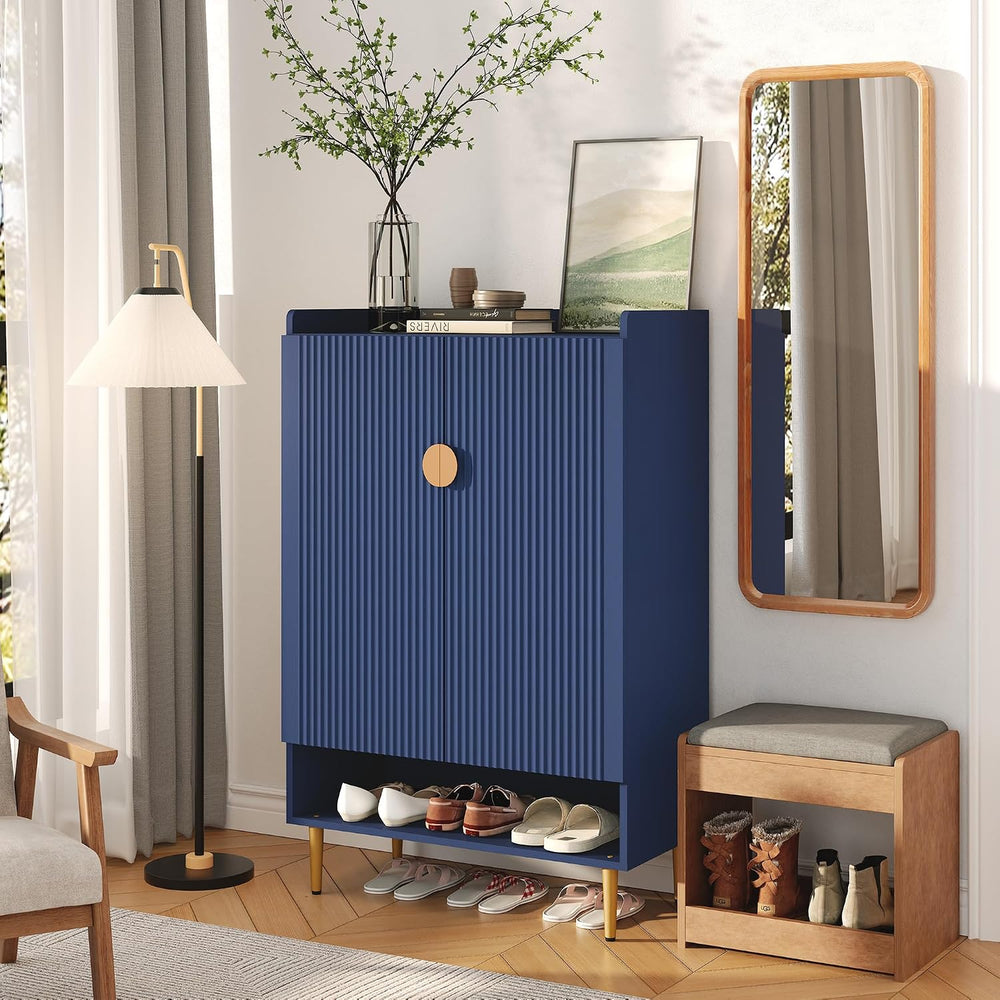 HLR Modern Shoe Cabinet for Entryway, 24 Pairs Shoe Storage Cabinet, Blue