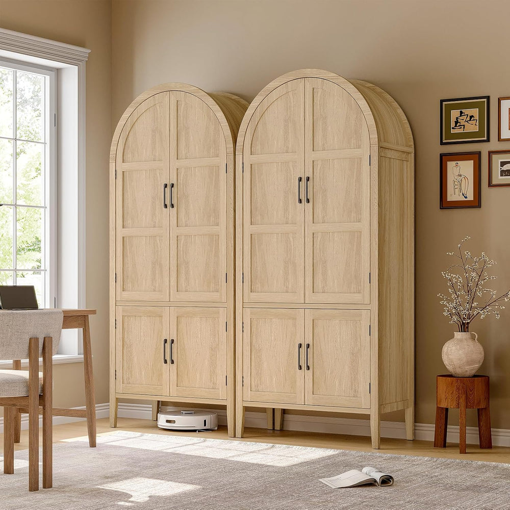 71" Tall 5-Tier Arched Cabinet, Arched Kitchen Pantry Cabinet Oak