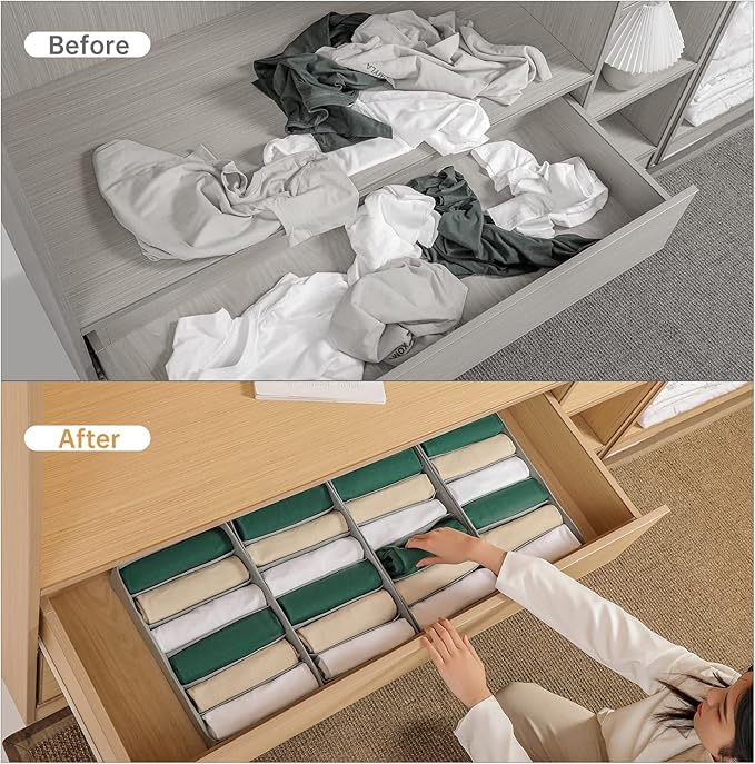 4 Packs T-shirt Drawer Organizers