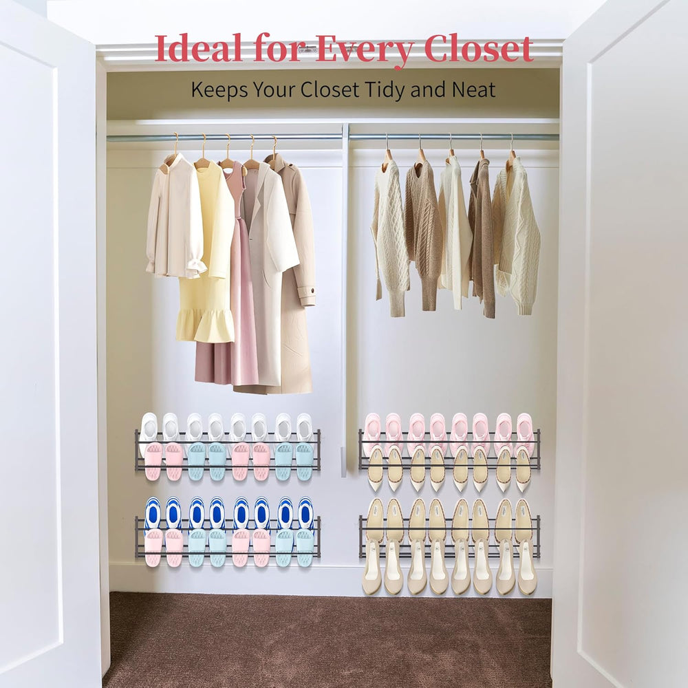 3 Pack Wall Mounted Shoe Rack for Narrow Spaces, Hanging Shoe Rack Holds 24 P...