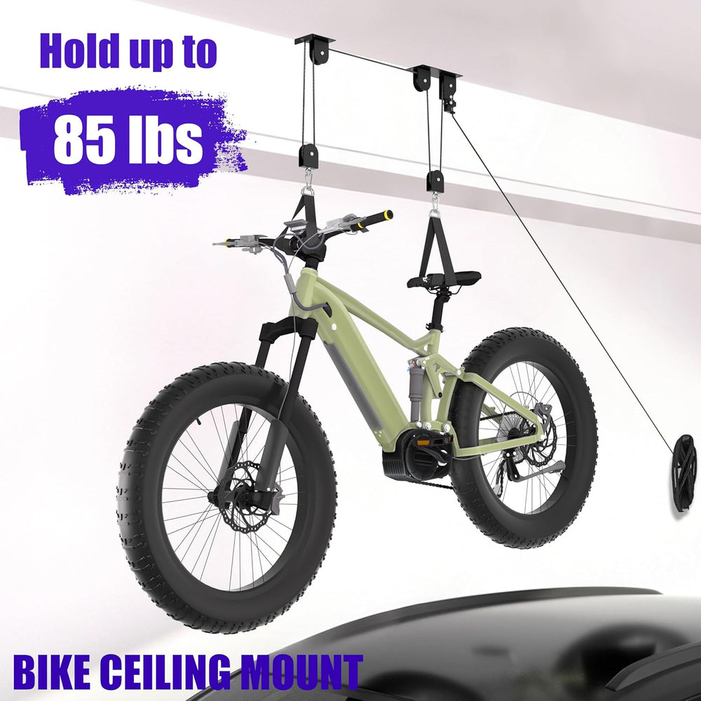TRUSOON Bike Hoist, Heavy Duty Ebike Pulley System for Garage Ceiling, 85lb