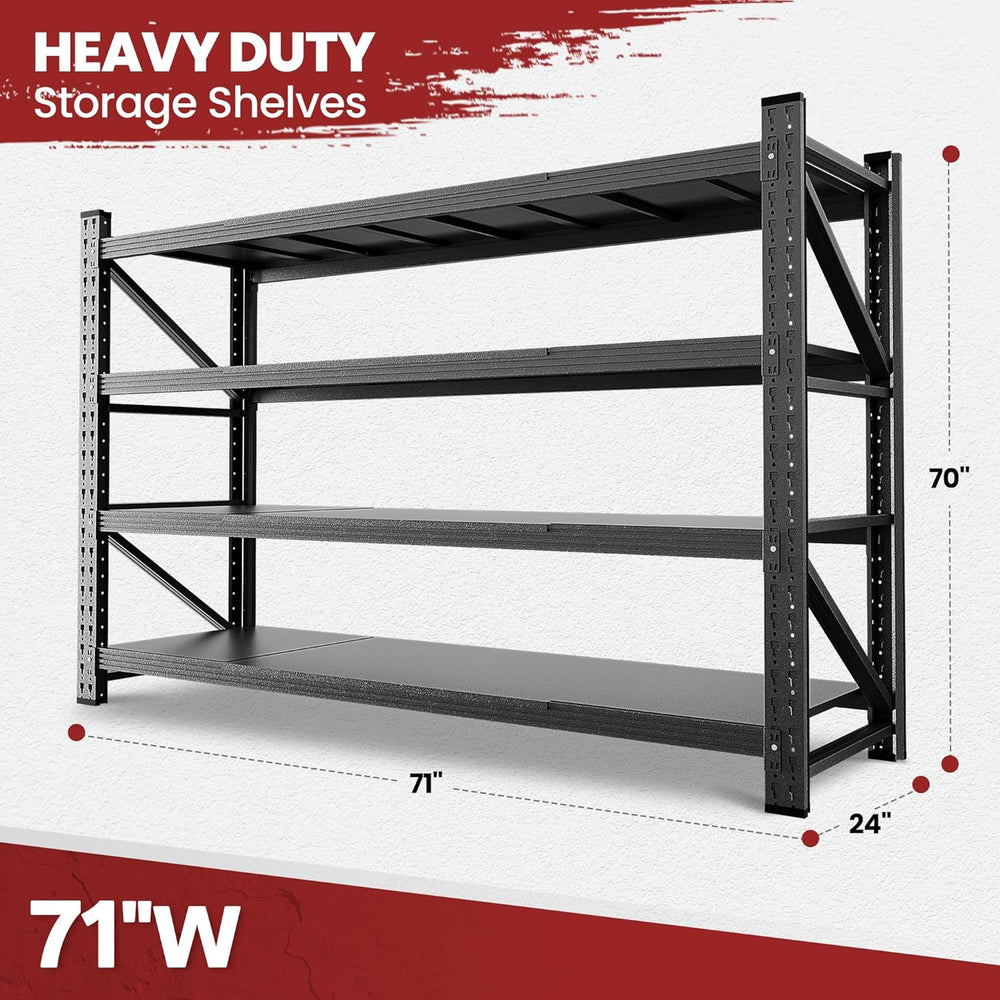 4‑Tier Heavy‑Duty Metal Garage Storage Shelving Unit, 5000 LBS Capacity Adjus...