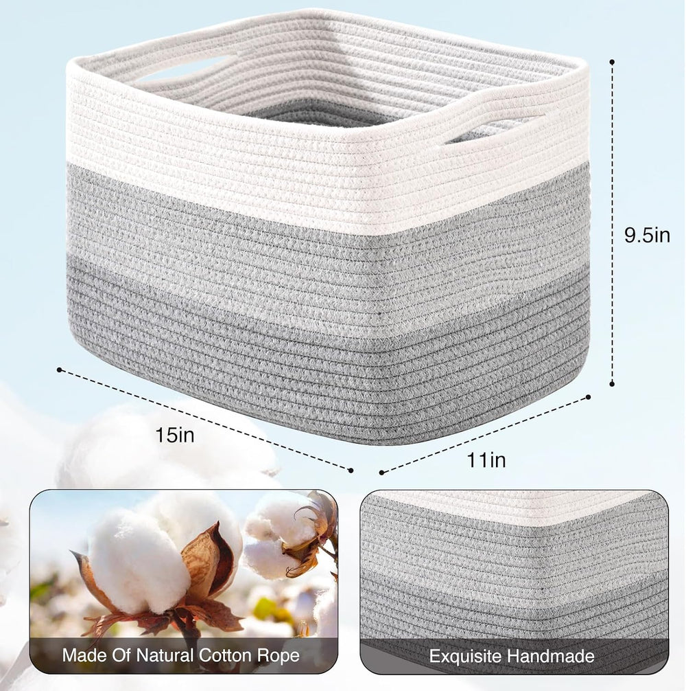 Storage Baskets for Organizing Shelves 15x11x9.5 Gradient Grey