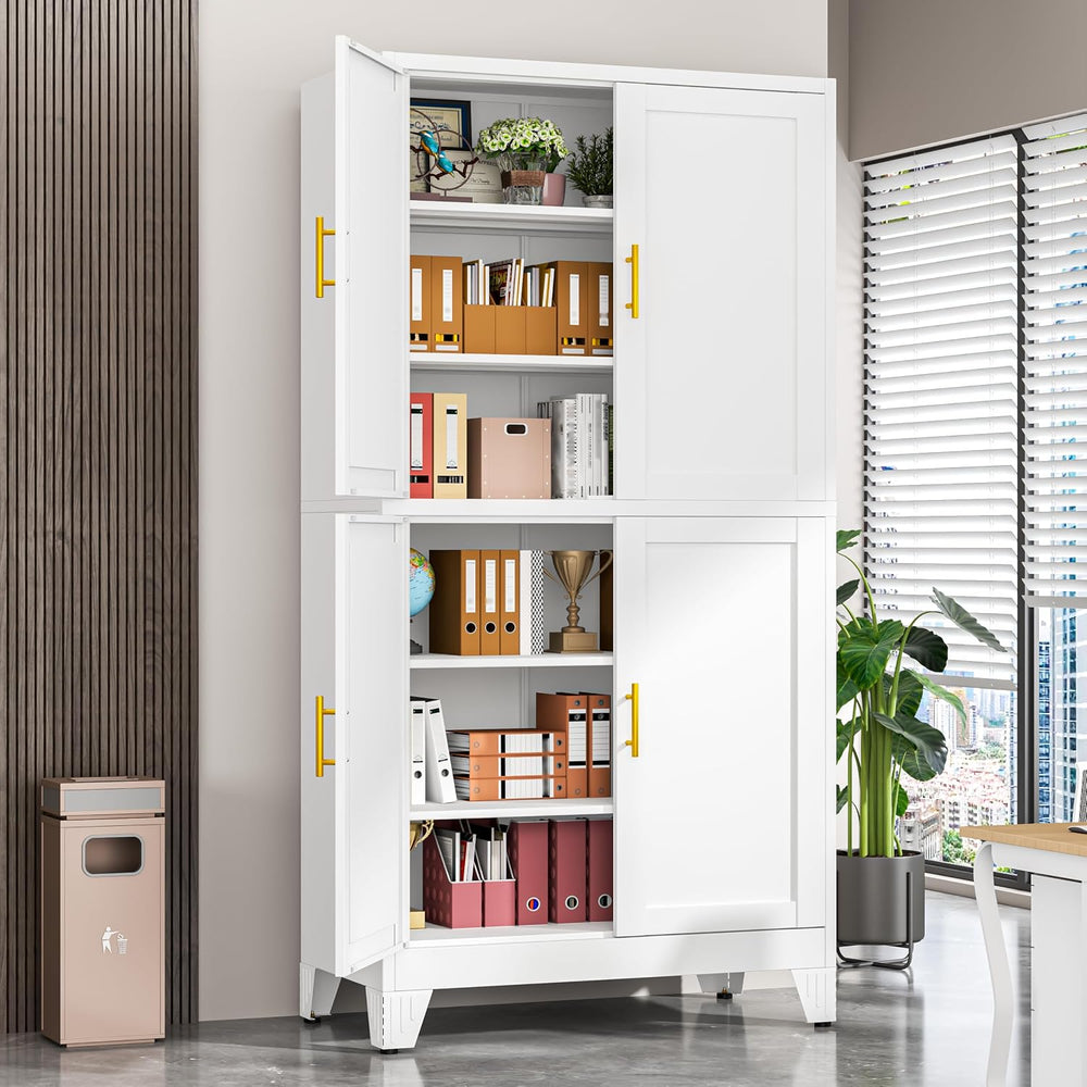 79'' Metal Pantry Storage Cabinet with 4 Door and Adjustable Shelves
