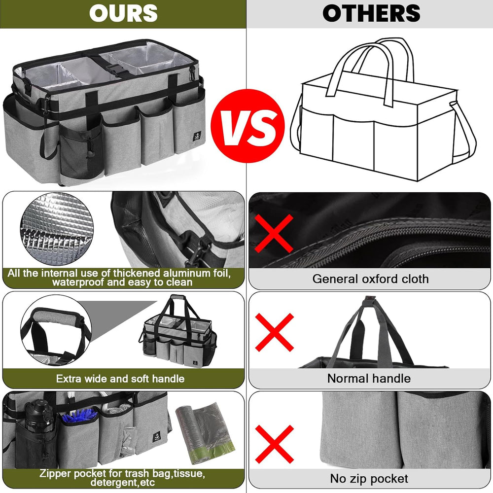 Extra large Cleaning Caddy Bag Built-in hard plastic Aluminum foil lining