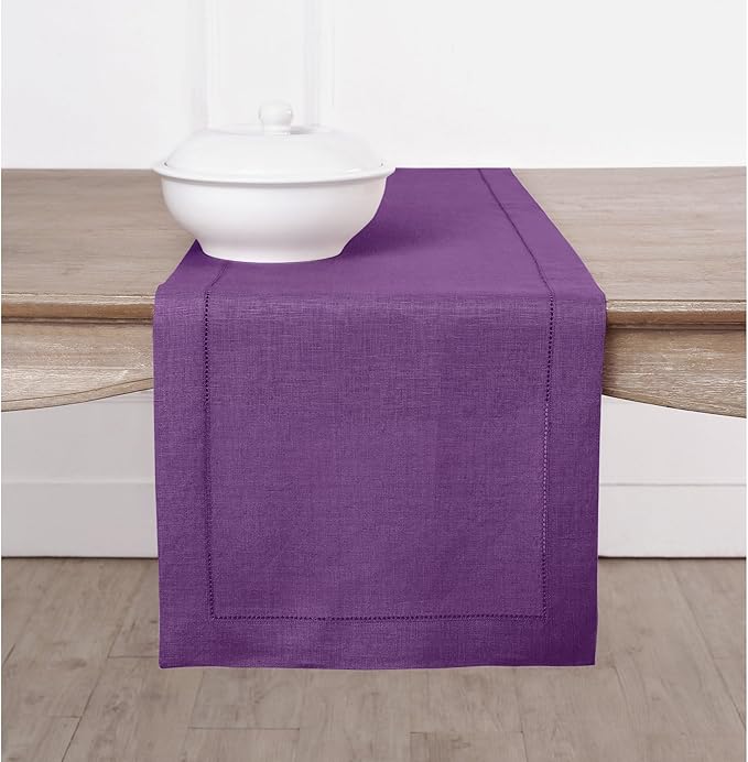 Solino Home Linen Purple Table Runner 156 Inches Long - 100% Pure Linen Extra...