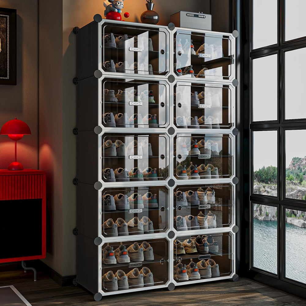 MAGINELS Shoe Rack,Expandable Shoe Cabinet Easy to Assemble. Shoe Storage wit...