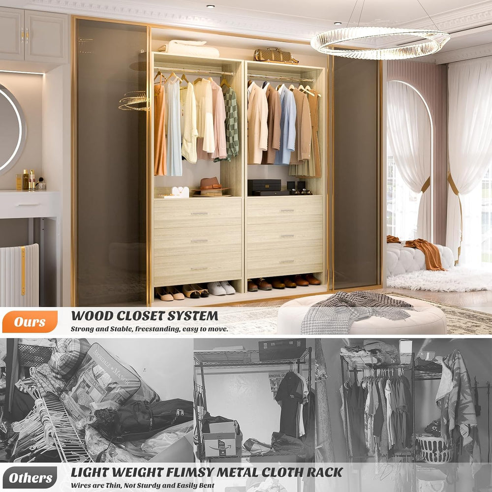 Aheaplus 1.8FT Closet System with Drawers, 21.5’’ Closet Organizer