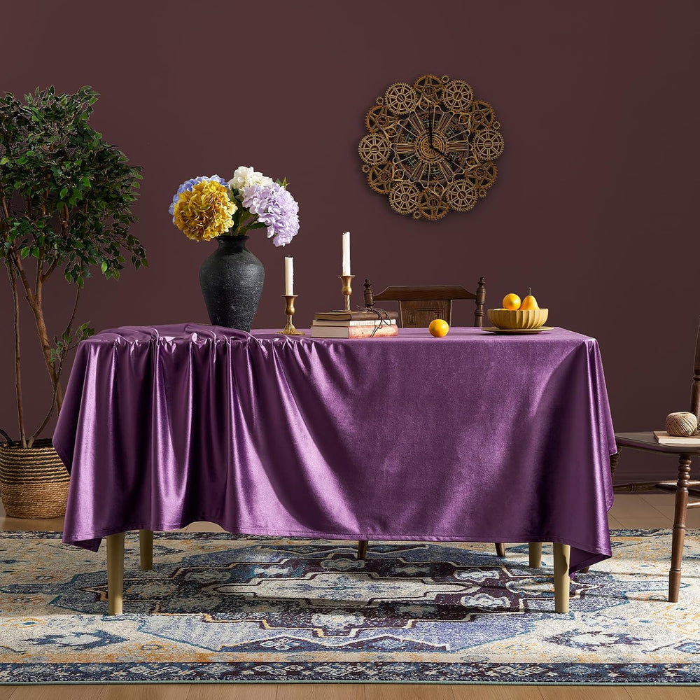 Violet Purple Velvet Rectangle Tablecloth: Halloween Luxury Table Cloth