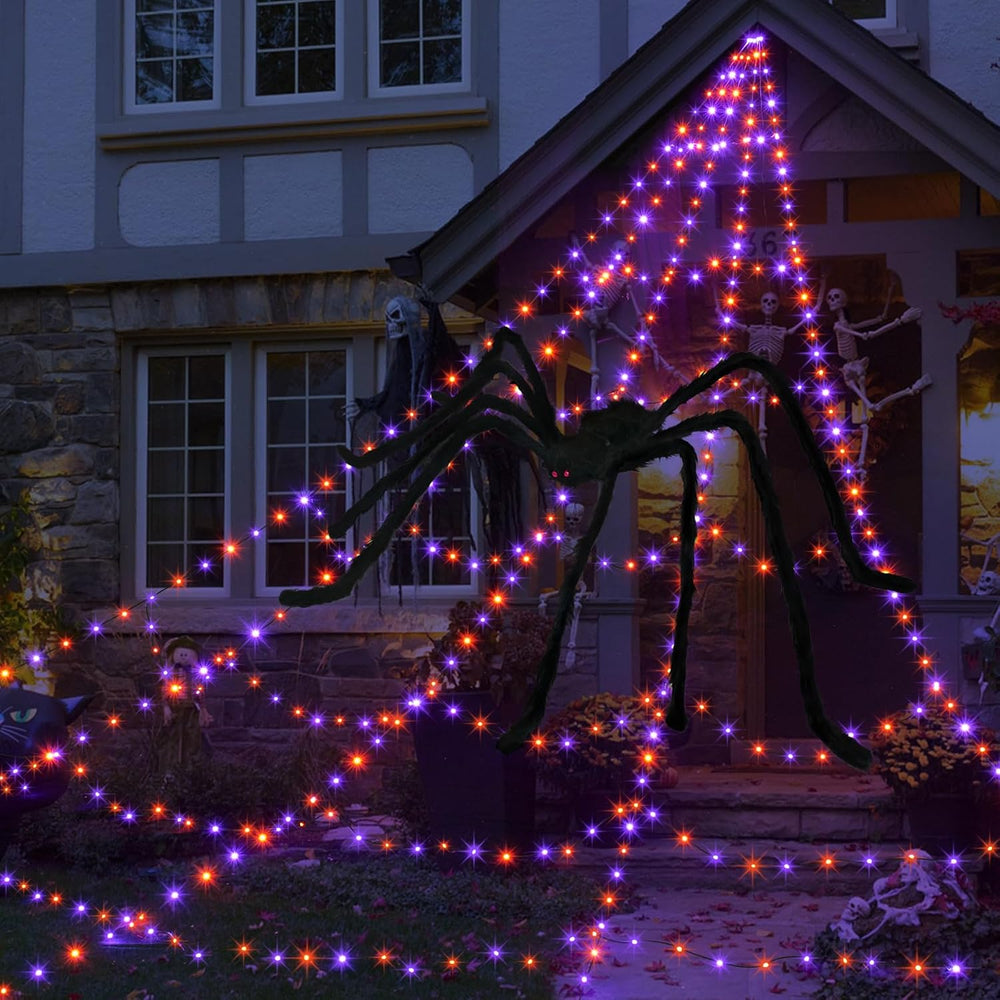 Halloween Spider Web Lights Decoration 455 LED Spider Webs Halloween Decorati...
