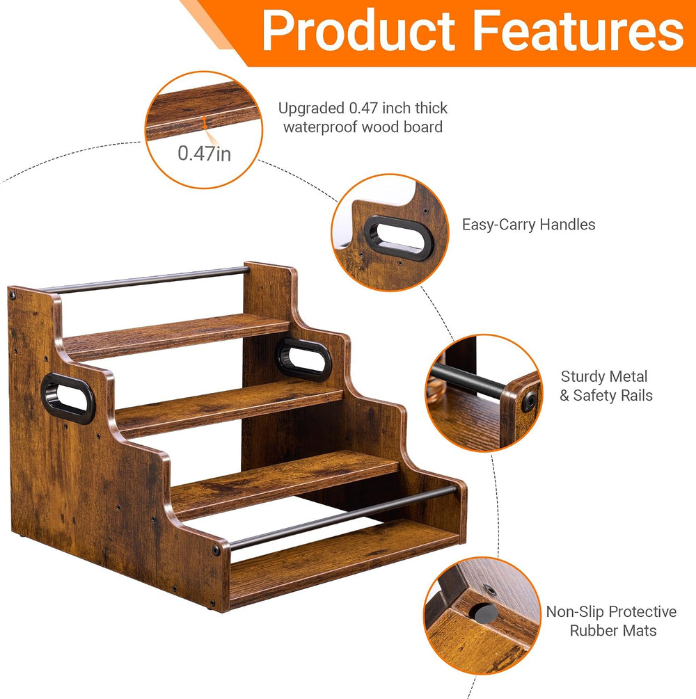 YQBRAO 2-Pack 4-Tier Liquor Bottle Display Shelf, 16-Inch, Rustic Brown