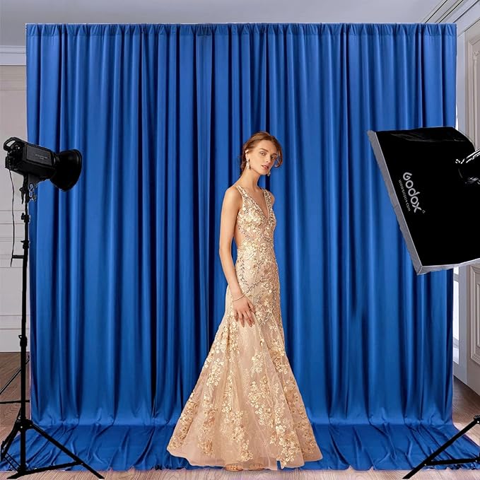 10 x 7 Feet Blue A Backdrop Curtain for Partie, Background Curtains for Photo...