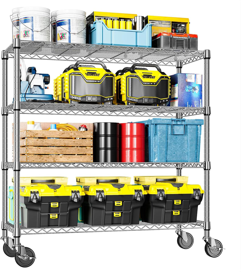 4-Tier Heavy Duty Metal Wire Shelving Unit, Adjustable Storage Rack Organizer...