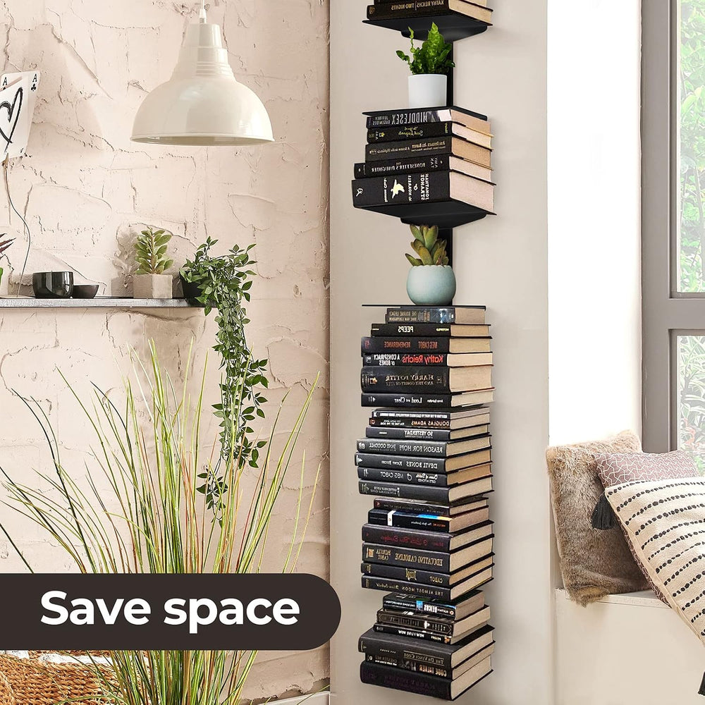 Floating Book Shelves for Wall, 8 Tier Invisible Floating Bookshelf, Vertical...
