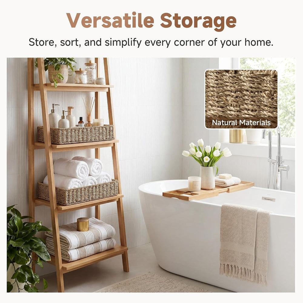 StorageWorks Large Seagrass Tray for Bathroom, Seagrass Storage Baskets for S...