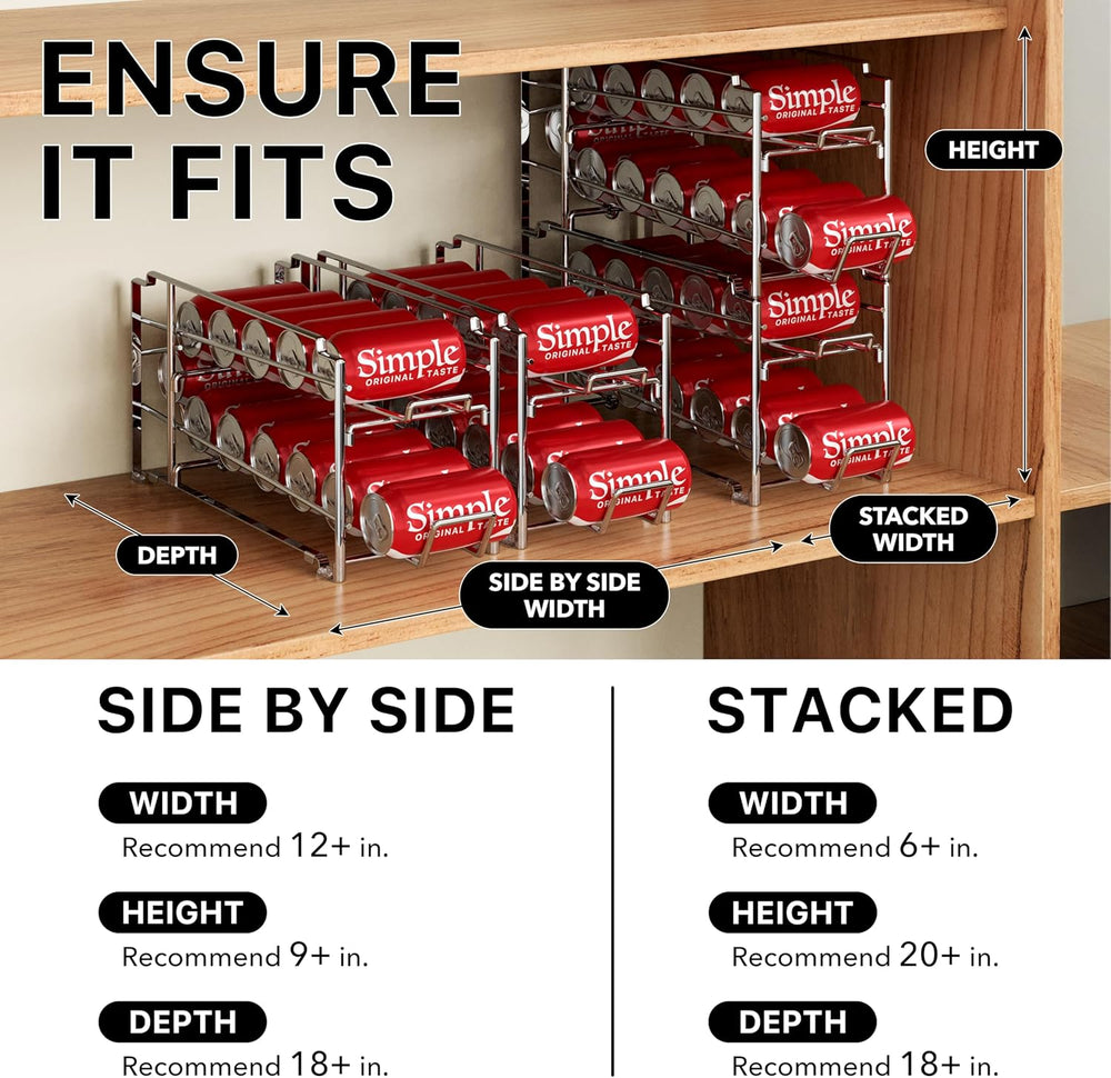 Simple Houseware 4-Pack Soda Can Stackable Rack Dispenser Organizer, Chrome
