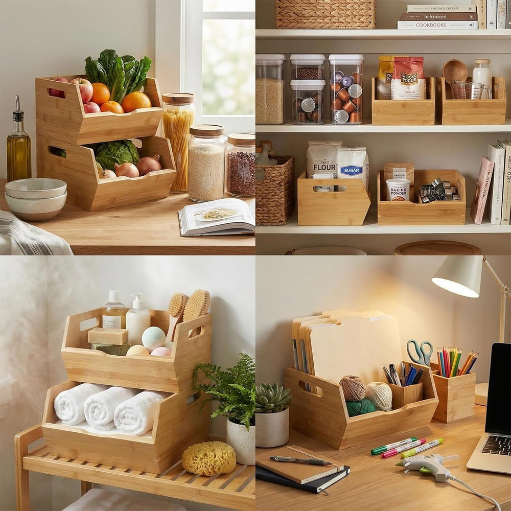 Bamboo Pantry Storage Bins