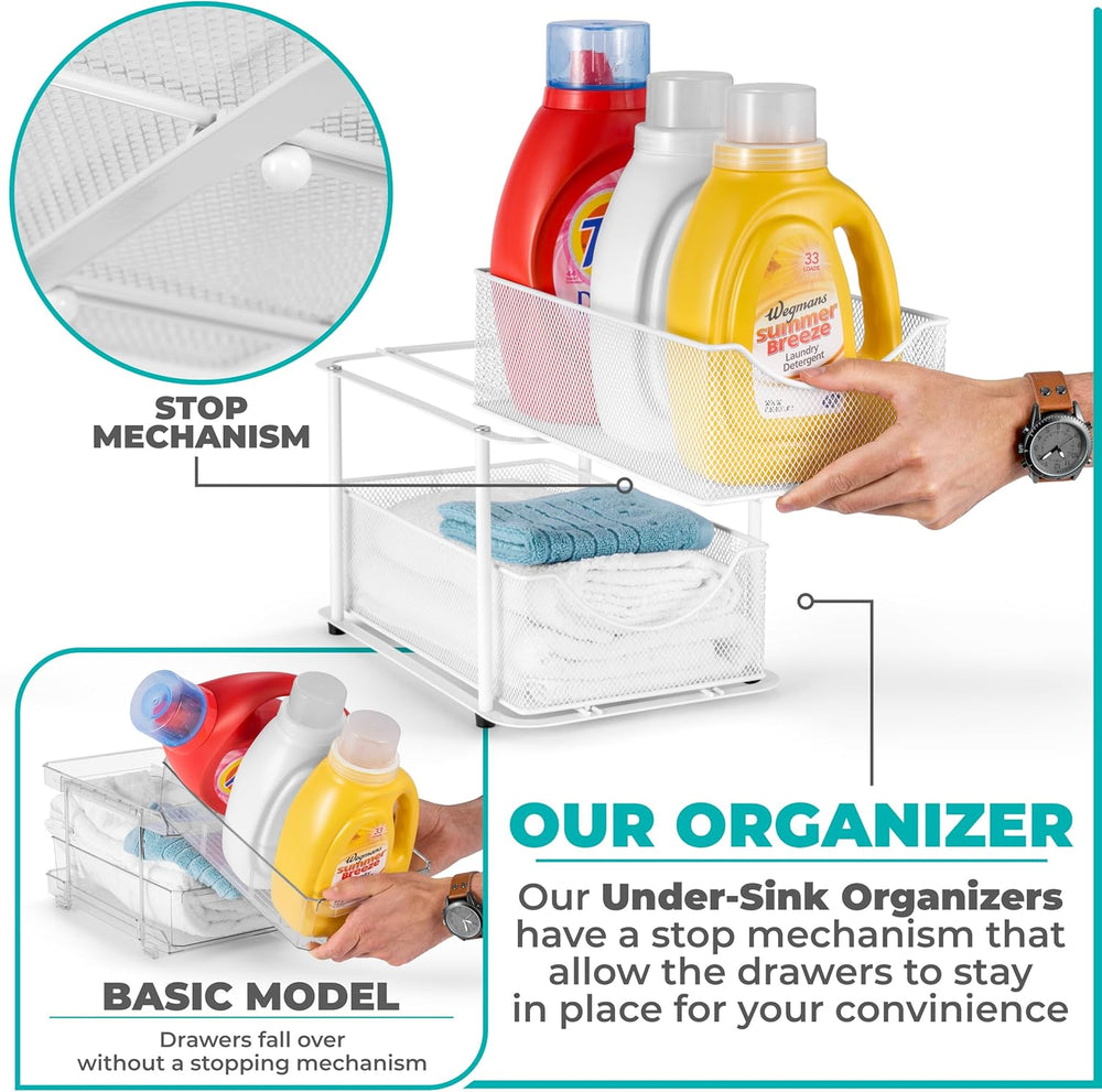Sorbus Pull-Out Under Sink Organizer, Mesh Construction (White, 1 Pack)