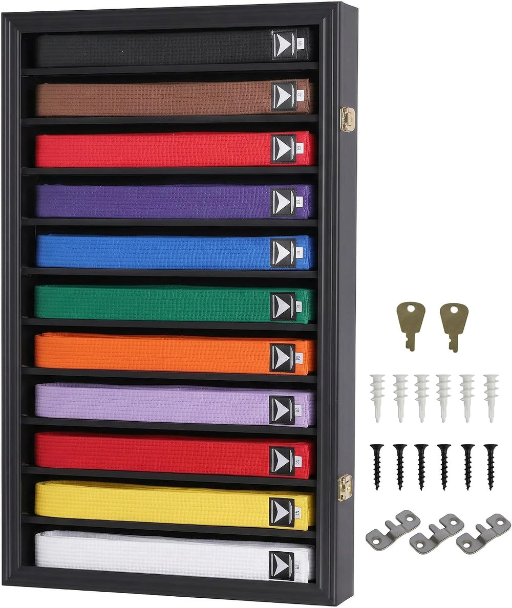 DisplayGifts Martial Art Karate Taekwondo Belt Acrylic Door Display Case Rack...