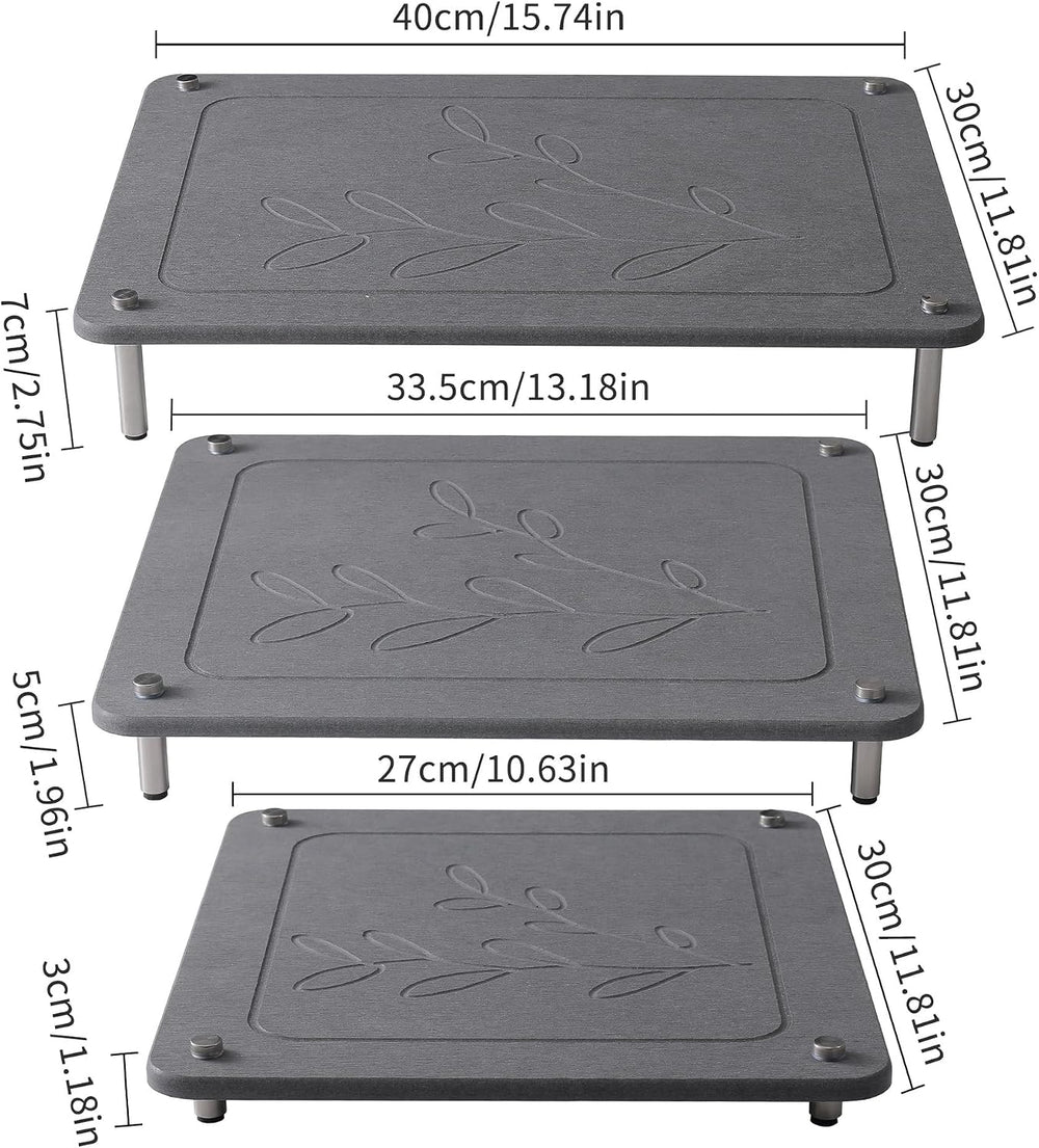 3-Piece Stone Dish Drying Mat for Kitchen Counter