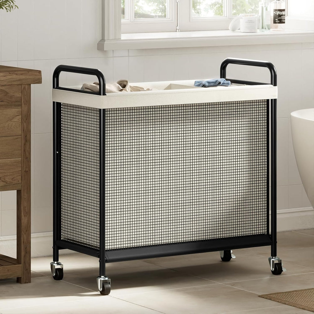 WOWLIVE Rolling Laundry Hamper 3 Section, 120L Laundry Basket with Wheels
