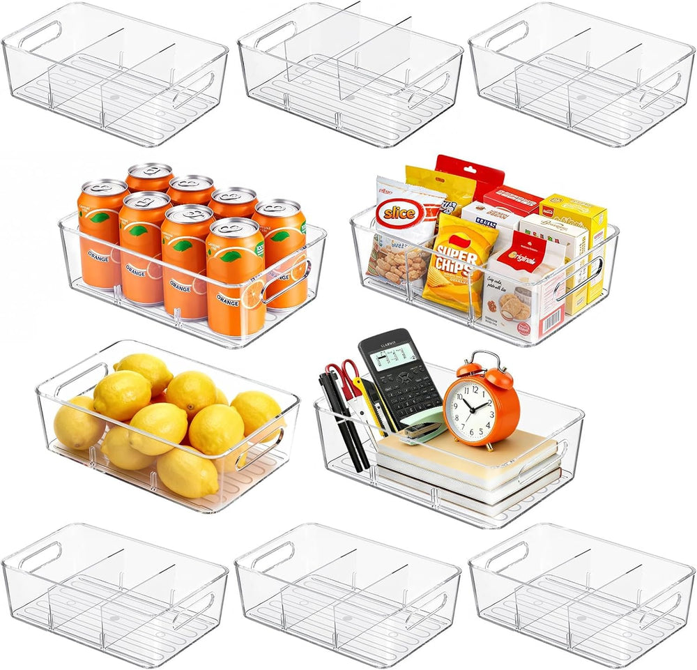 10-Pack Pantry Organizers and Storage, Clear Fridge Organizer Bins