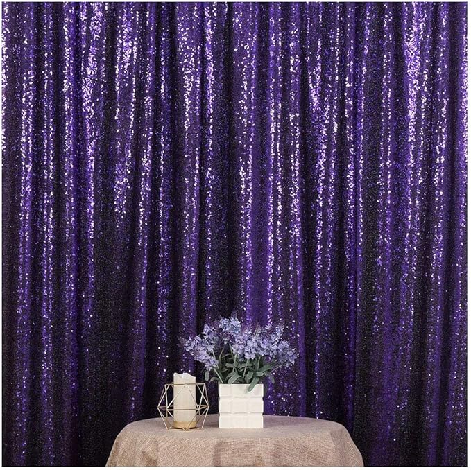 Poise3EHome Purple Sequin Backdrop, 6Ft x 8Ft Glitter Photography Background ...