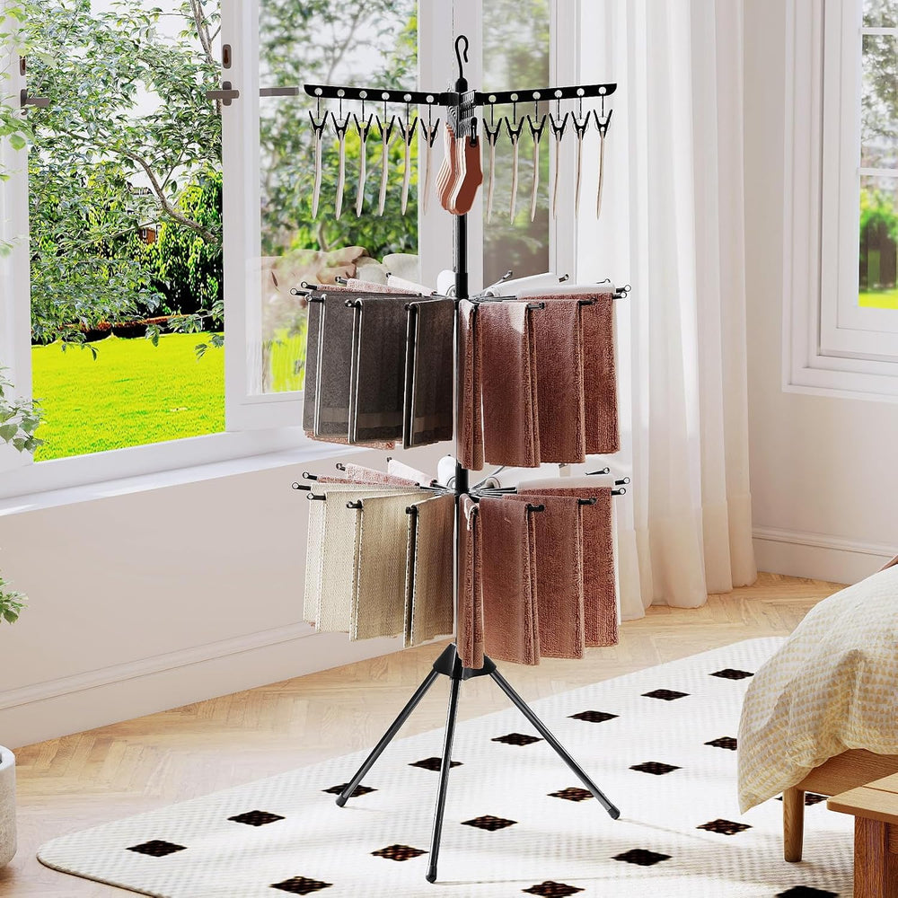 Tangkula 3-Tier Portable and Foldable Drying Rack with 32 Rods & 24 Clips