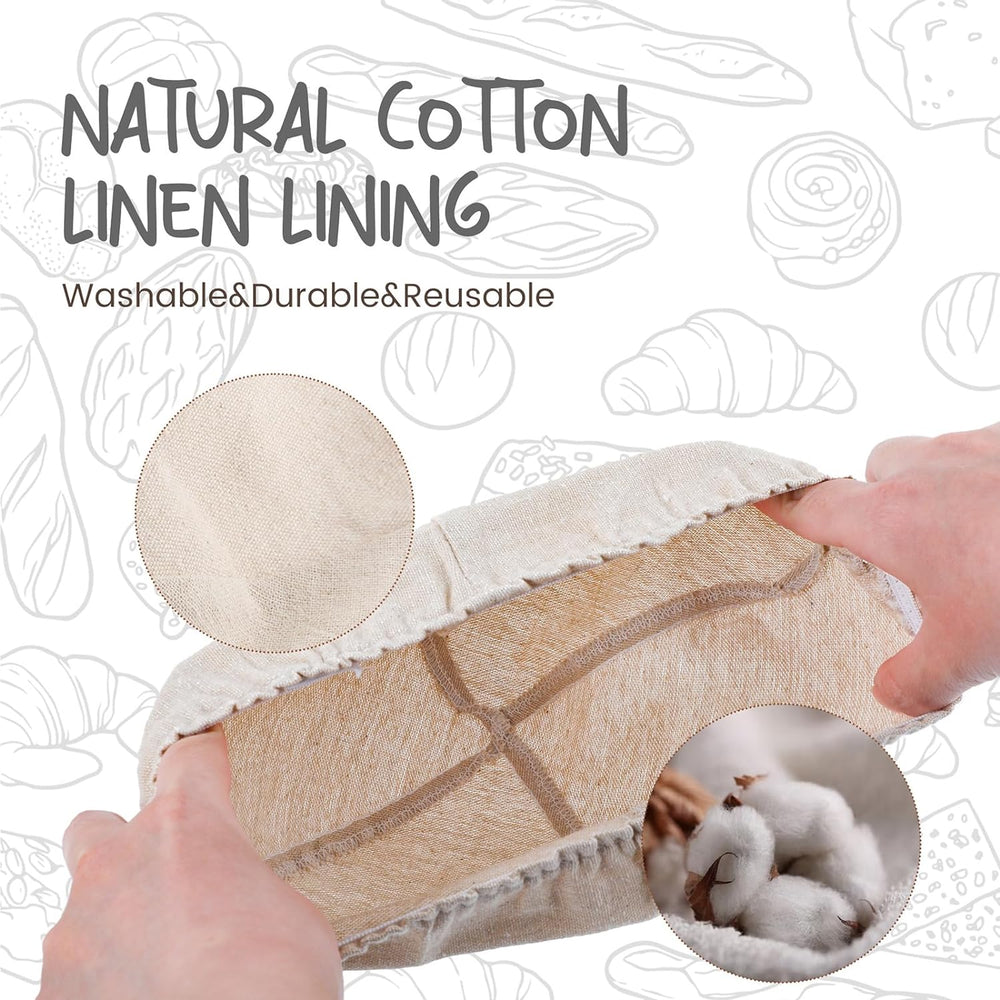 DOYOLLA Mini Bread Dough Proofing Basket & Liner (Set of 6, 5 inch), Sour...