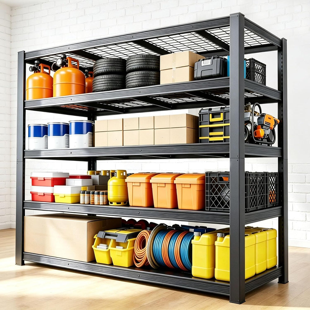 62" W Storage Shelves Unit,5 Tier Heavy Duty Metal garage Shelving Unit