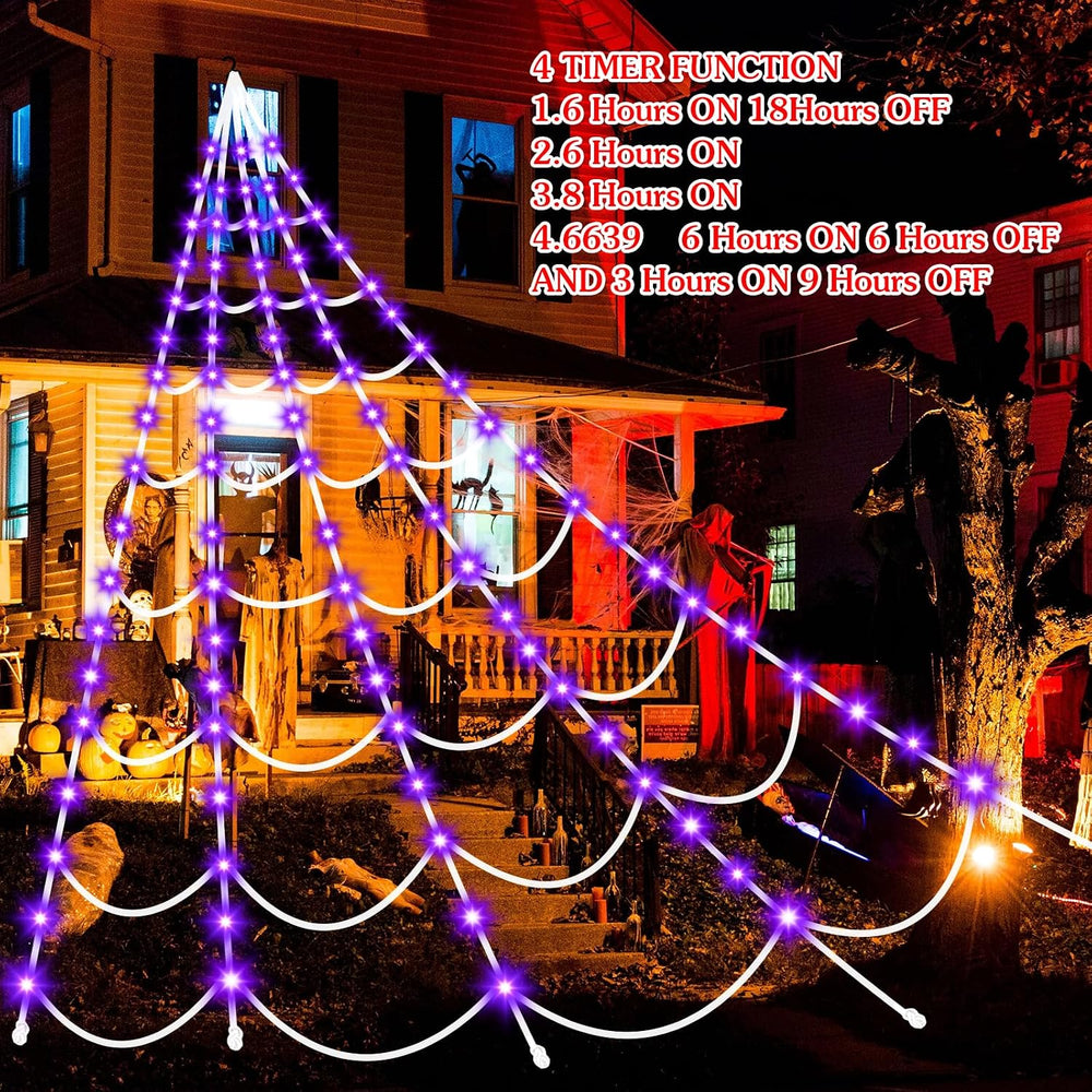 Halloween Decorations Outdoor Spider Web: Giant Light Up Spider Webs Decor