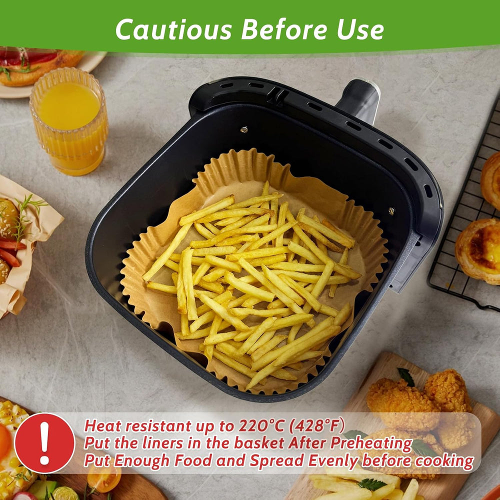 360 Pcs 8” Square Air Fryer Paper Liners Disposable Unbleached Heavy Duty