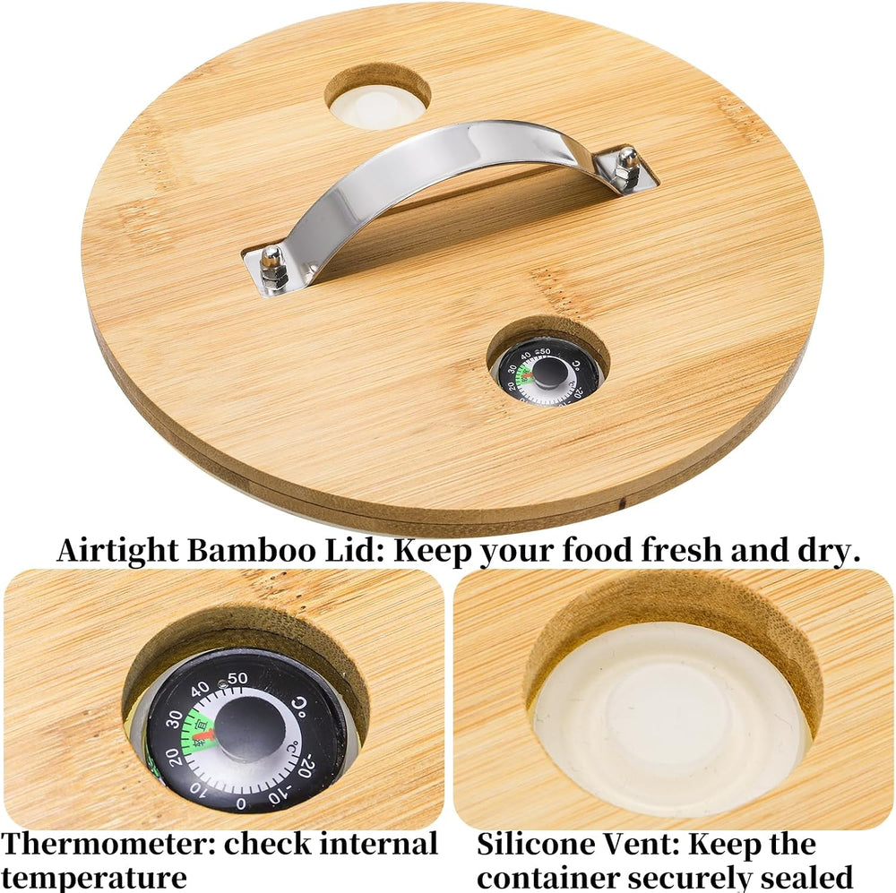 Goaste Glass Rice Dispenser with Bamboo Stand, 5L Flour Cereal Container with...