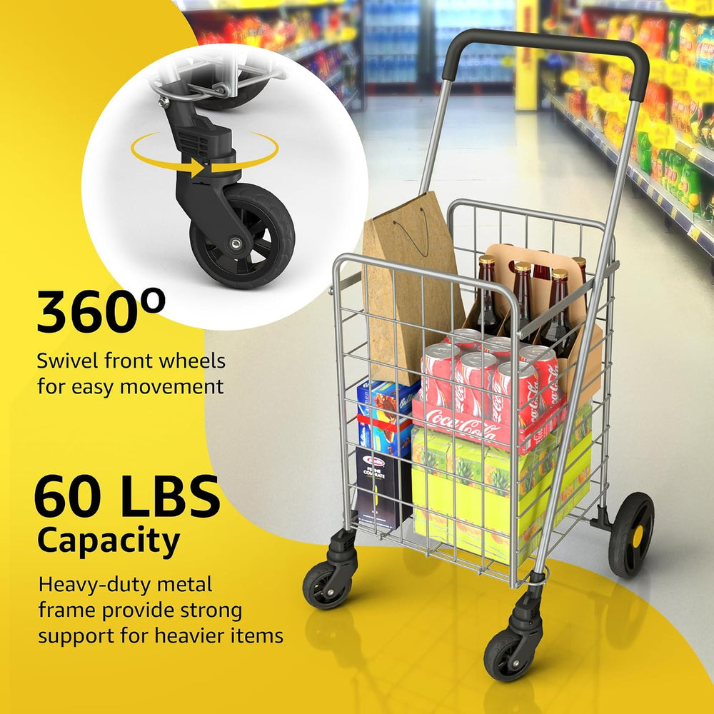 Our Modern Space Shopping Cart & 360° Swivel Wheels | Foldable Collapsibl...